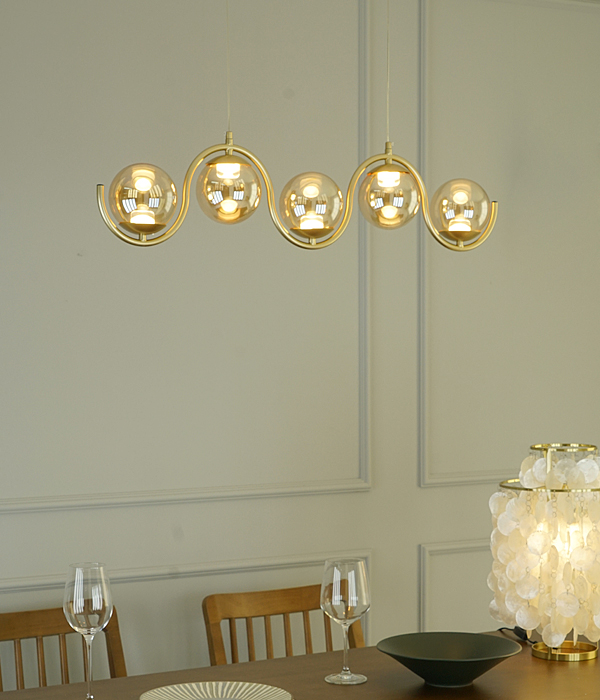 LED 루코 5등 펜던트조명, 식탁등 (골드 30W)